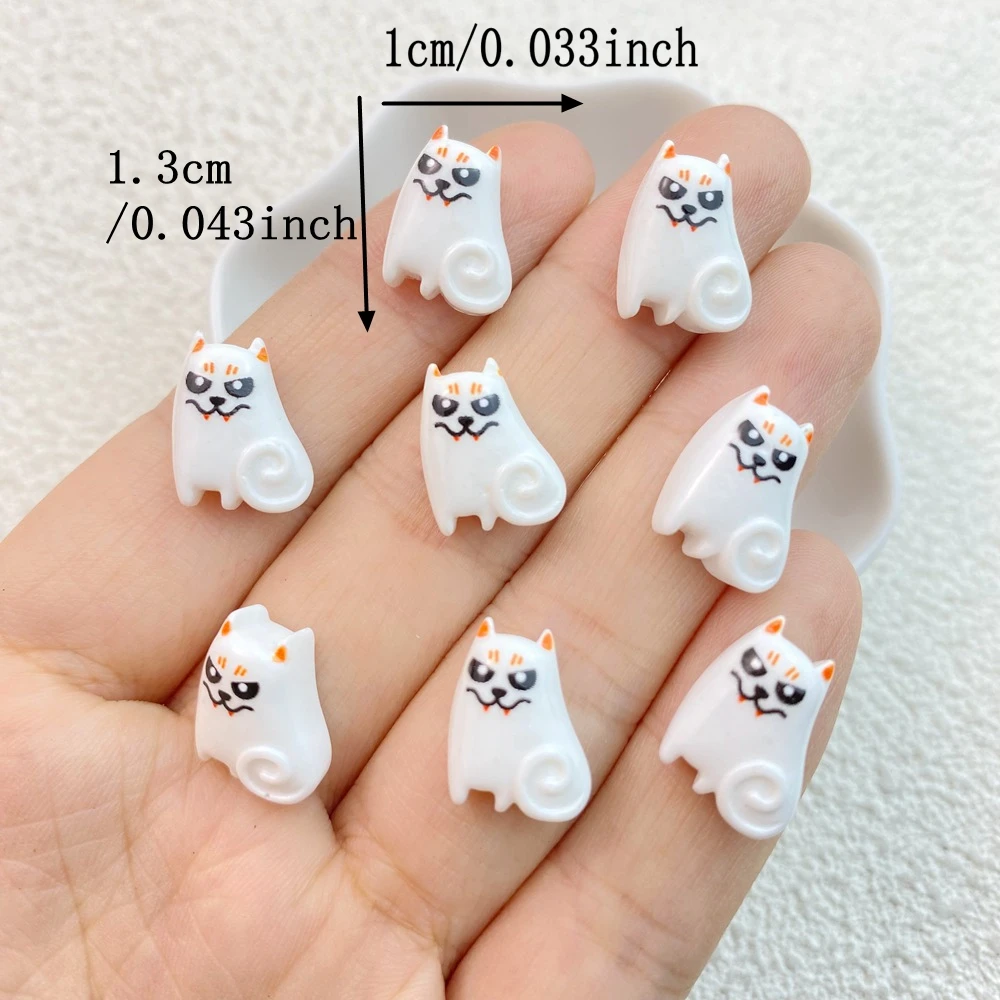 20Pcs New Cute Resin Mini Halloween Cartoon Animal Series Flat Back Manicure Parts Embellishments For Hair Bows