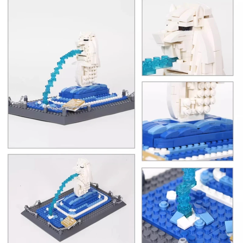 SEMBO Singapore - Merlion bouwstenen Creatief monument Gebouw Met de hand geassembleerd model Decoratieve ornamenten Educatief speelgoed