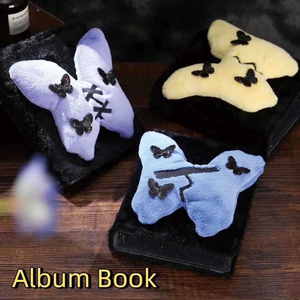 

Furry Cover Detachable Card Book Four Compartments Exquisite Loose Leaf Album 3-Inch with 20 Inner Pages A5 Card Book