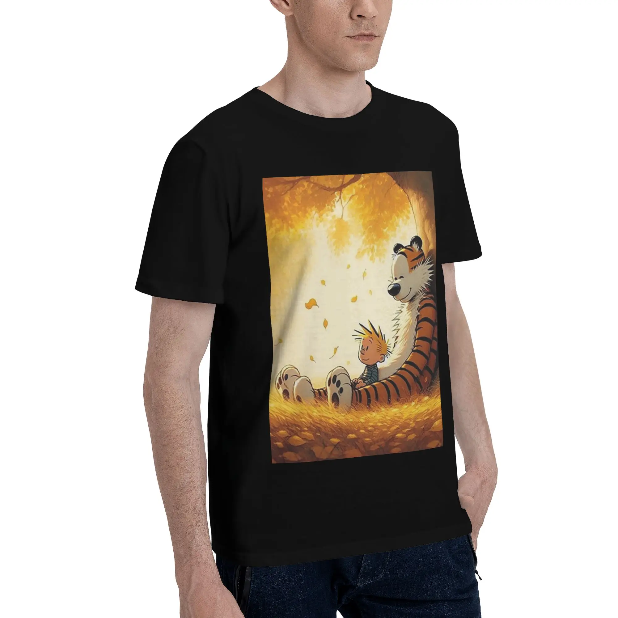 

Calvin Hobbes Classic Men T-Shirt Plus Size T Shirts Men's O-Neck Cotton Tees Short Summer Male