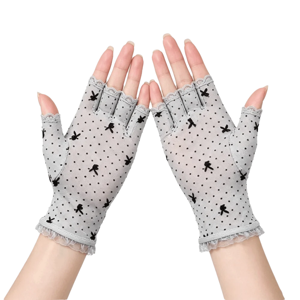 Fancy Style Short Half Finger Gloves Thin Lace Trim Mesh Sunscreen Gloves Breathable Fishnet Gloves Women