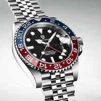 Reloj de pulsera mecánico PAGANI DESIGN para hombres GMT de lujo, reloj de cristal de zafiro de acero inoxidable 100M, relojes automáticos a prueba de agua