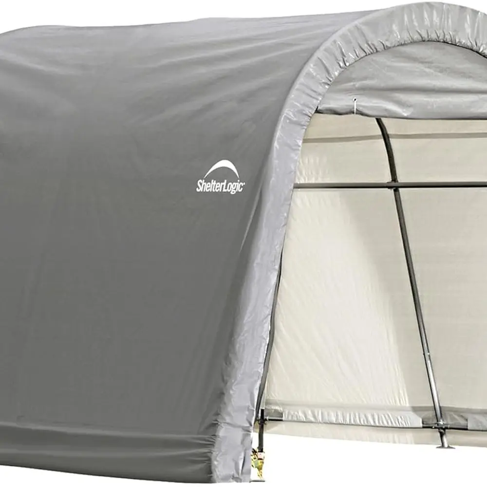 

All Season 10x10 Steel Outdoor Storage Shed with Waterproof Cover and Heavy-Duty Anchors, Grey