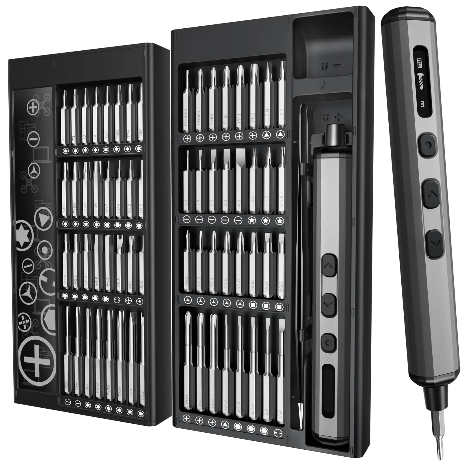 68 in 1 Mini Electric Screwdriver Set with 64 Magnetic Bits 5 Torque Settings Cordless Precision Screwdriver Kit Power Tool Set