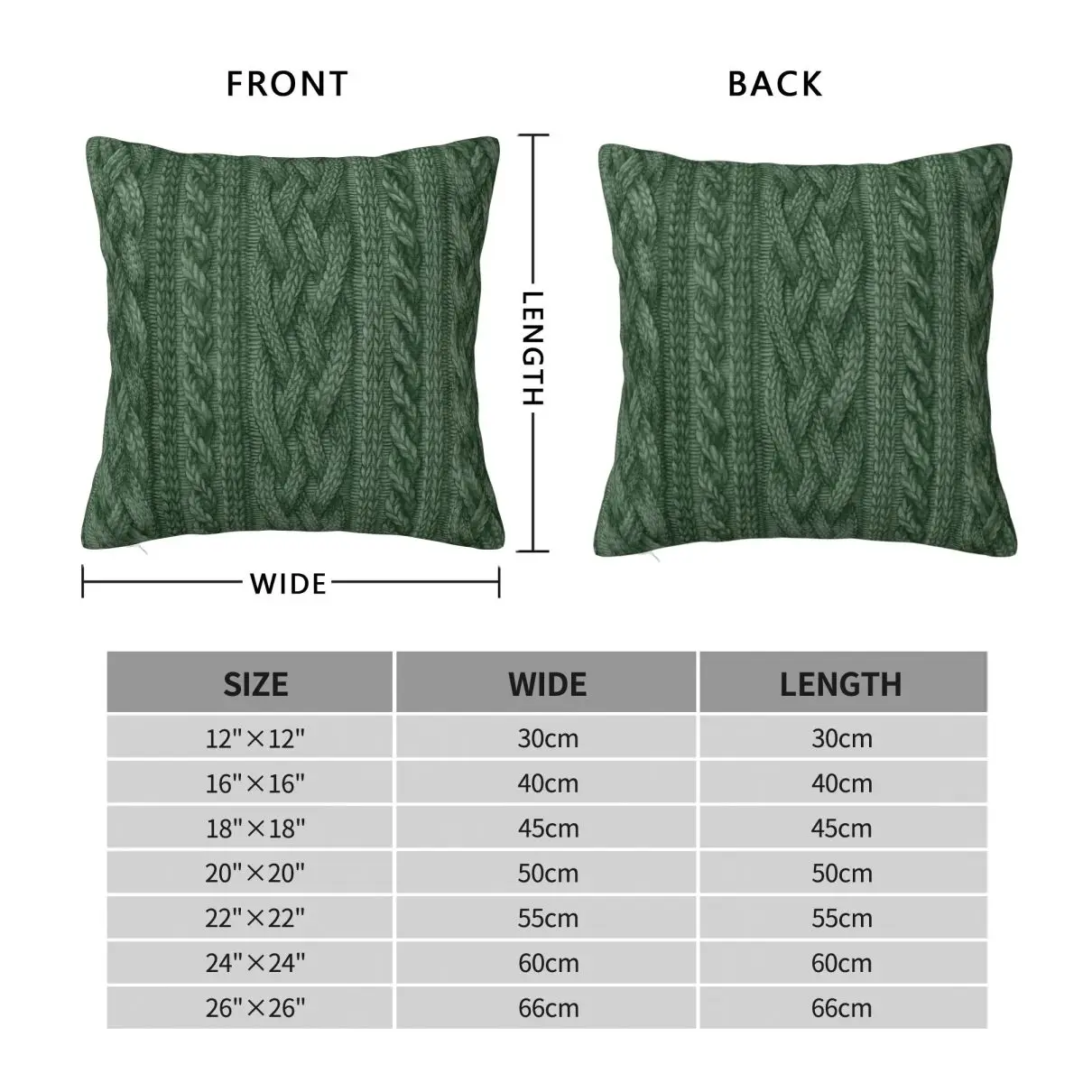 Pine Green Cable Knit Square Pillowcase Polyester Linen Velvet Pattern Decor Throw Pillow Case Car Cushion Cover Wholesale 18