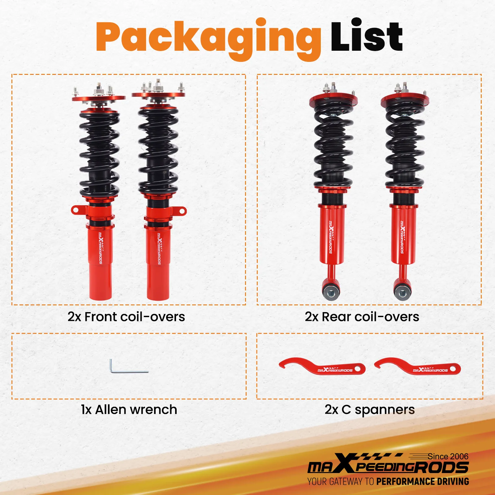 Kit di abbassamento coilovers serranda a 24 vie per BMW serie 5 (E60) 2004-2010 Berlina AWD