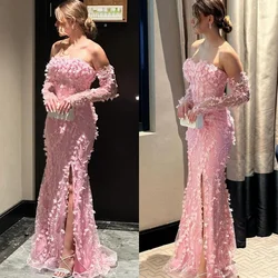 Customized High Quality Pleat Pattern Trumpet Strapless Long Dresses Prom  Intricate Sparkle Sizes Available Formal