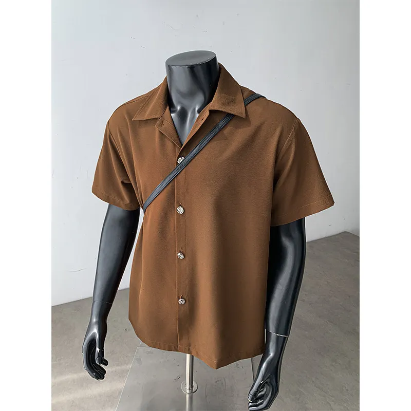 

Unisex Ice Silk Short Sleeve Shirt - Pure Color, Breathable, Loose Fit, Casual Shirt Couple Casual Student White Shirt