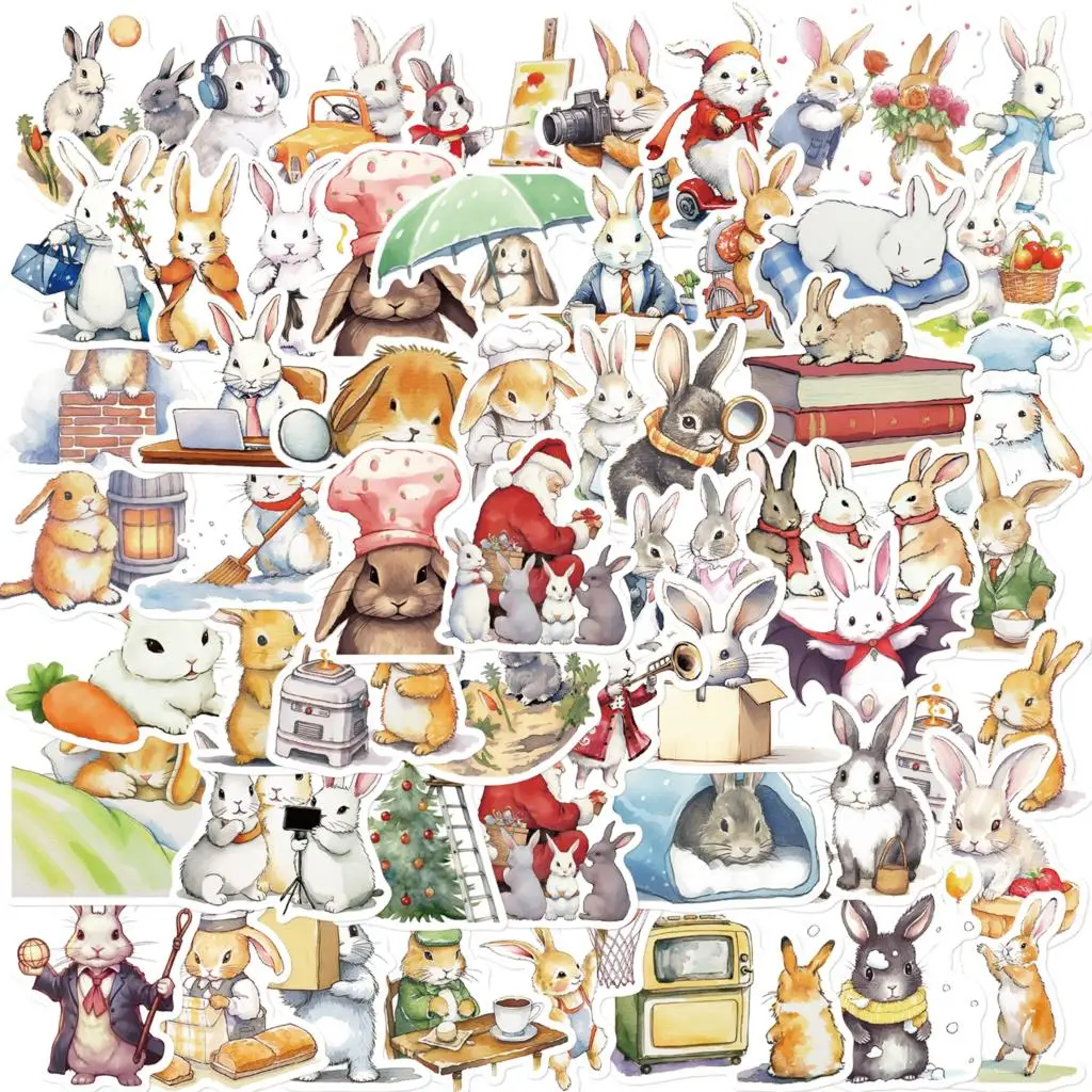 50PCS Cartoon Bonnie Bunny's Daily Routine Graffiti Creative Stickers Decoration Guitar Car Computer Skateboard Sticker Toy