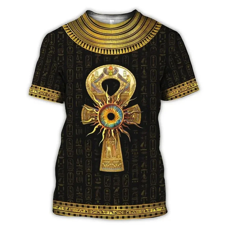 Ancient Egyptian Pattern T Shirt For Men Pharaoh 3D Printed T-Shirts Casual Streetwear Oversized O-Neck Women Loose Tops Tees