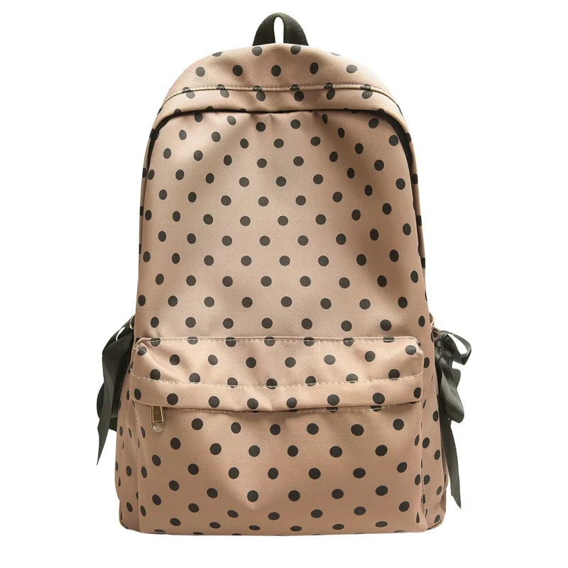 2026 Casual Popularity Dots Nylon Large Capacity Backpacks 2026 High Quality Cute Bow Fresh Retro Portable School Bags for Women