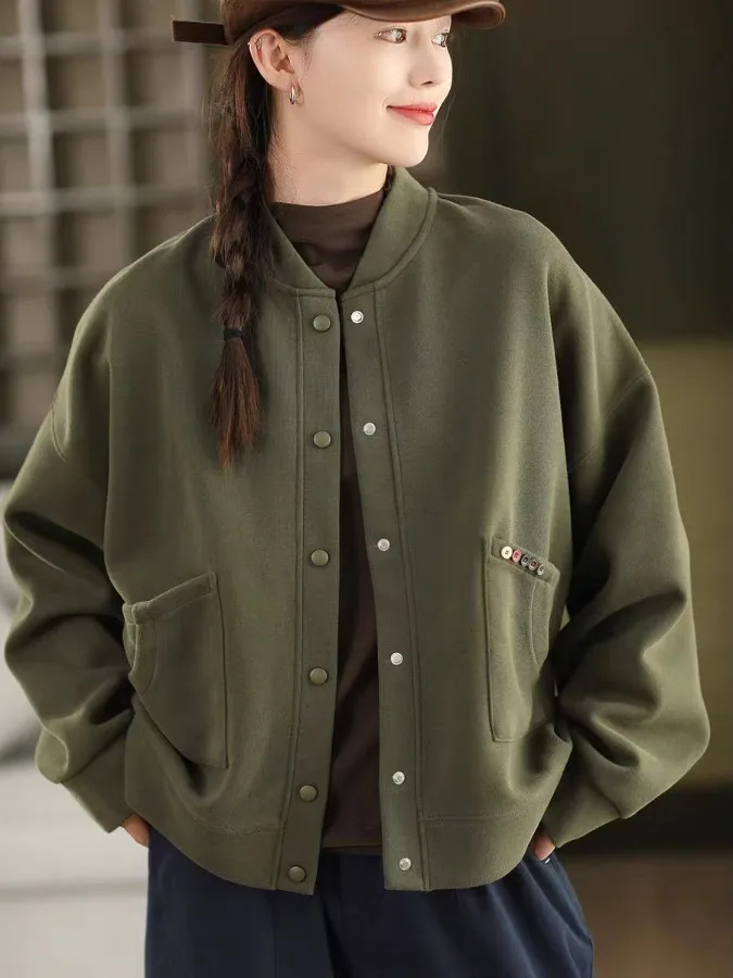 

Аутентичный вязаный хлопковый свитшот Jaet Baseball Sle Spor, повседневный женский свободный крой, зимнее длинное пальто све