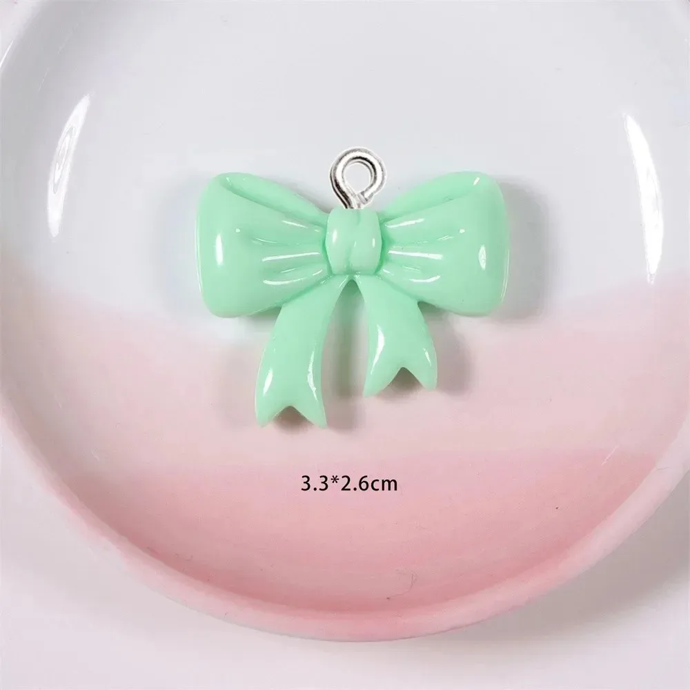 10 Pieces Candy Color Bow Resin Charms Handmade Ornaments Fit Women Jewelry, Keychain Phone Bag Decoration DIY Making view 5