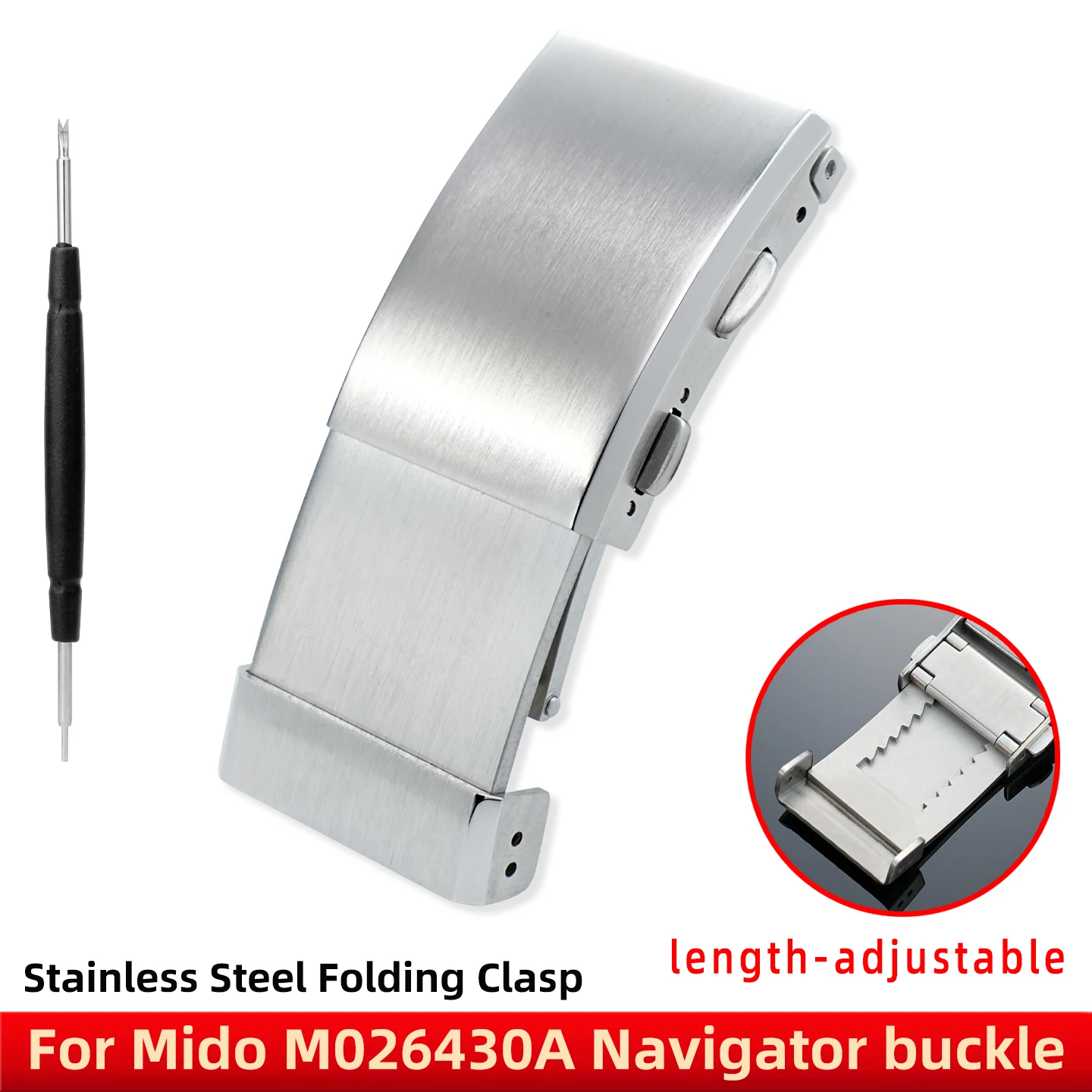 

Suitable for Mido M026430A Navigator stainless steel folding clasp, men's stainless steel watch clasp 20mm