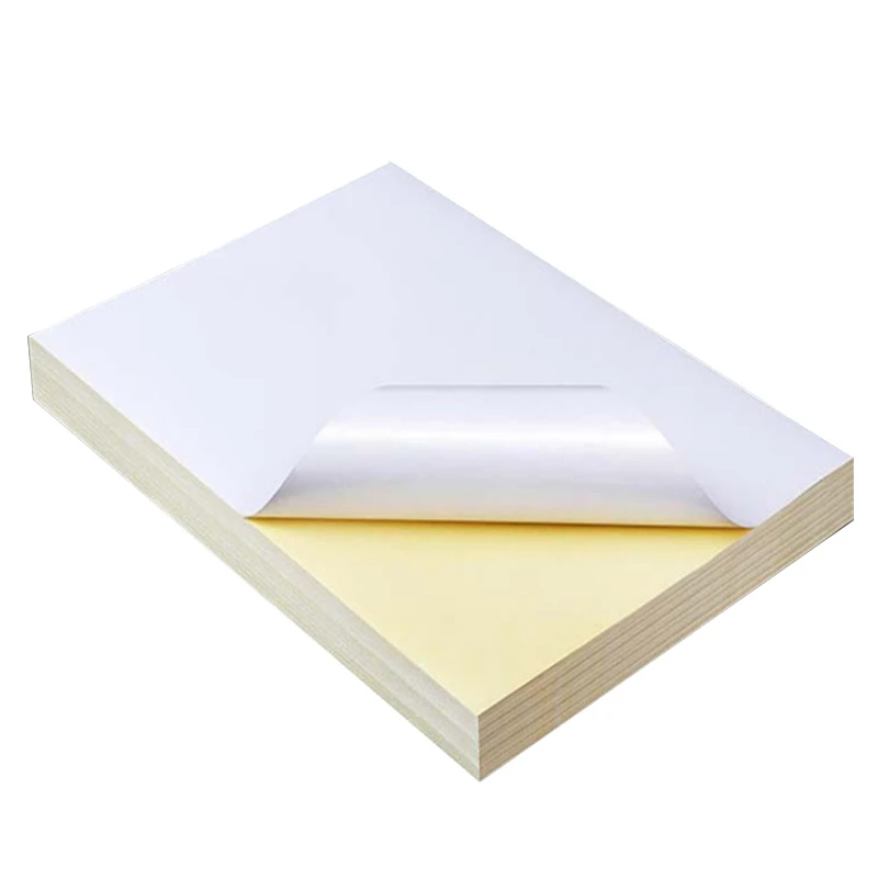 Papel autoadhesivo impermeable para impresora de inyección de tinta, superficie de etiqueta adhesiva blanca A4, 50 hojas