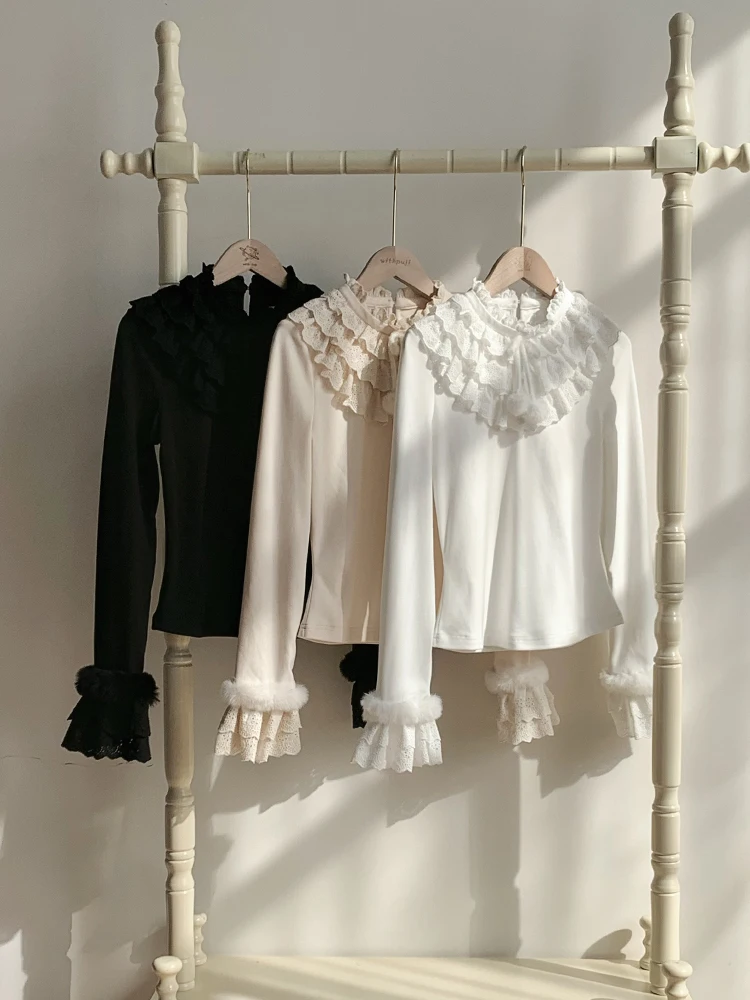 

Warm Soft Tri-Color Knitted Inner Wear Letter And Poem Autumn Winter Lolita Women's Hanfu Dr Original Sub-Brand Wp