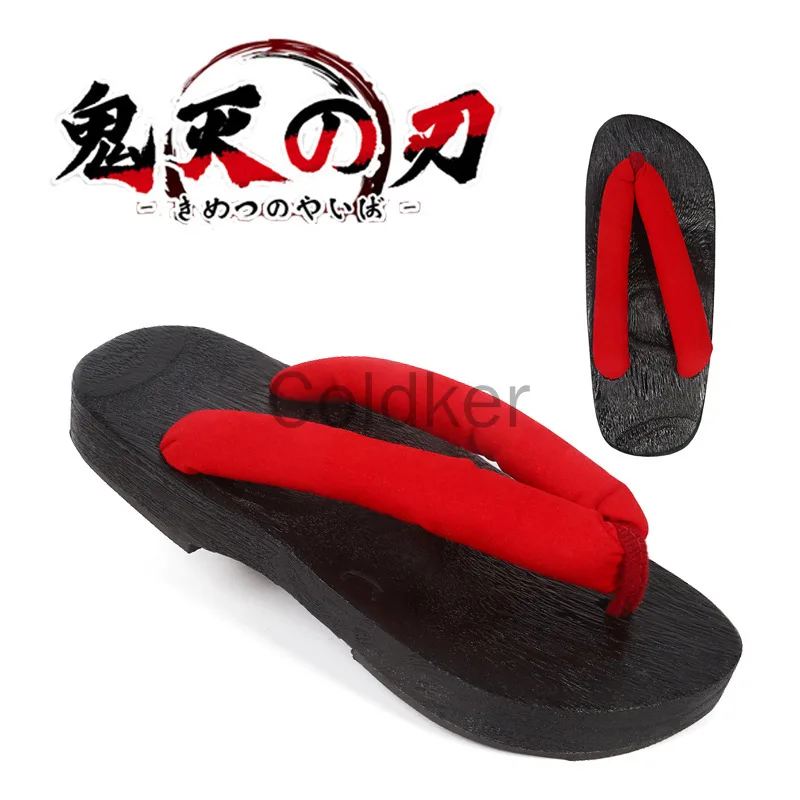 Japanese Anime Women Cosplay Geta Slippers Kikyo Cos Shoes Indoor Slippers Wood Clogs Summer Flip Flops For Women Slides Costume