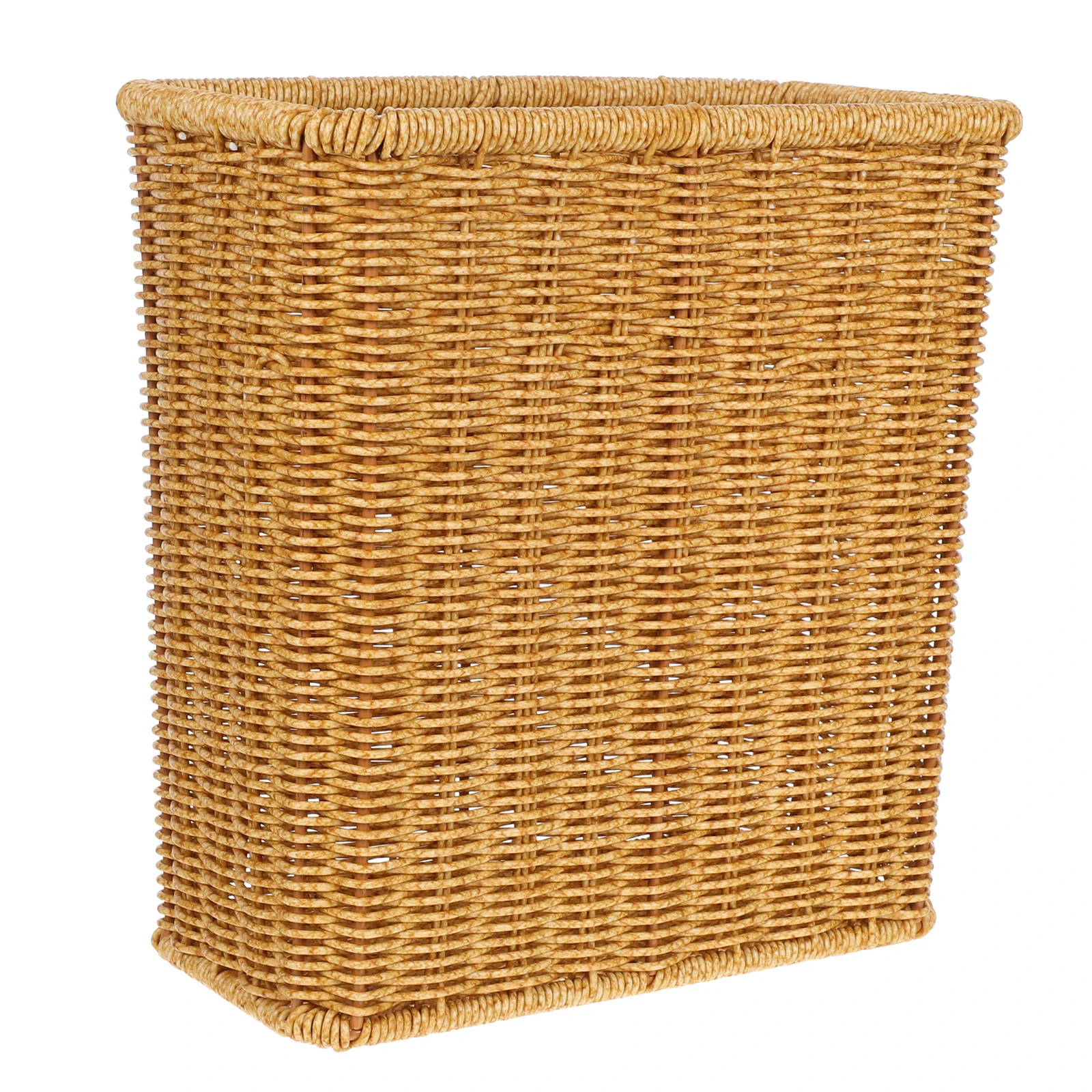 

Large Rectangular Woven Trash Can Waterproof Bathroom Wastebasket Bedroom Living Room Kitchen Office Open Top Garbage Bin