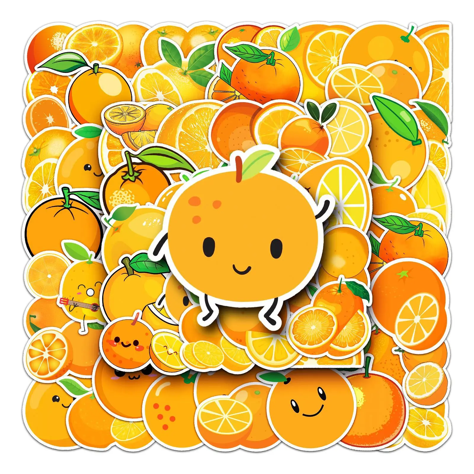 50 Stück Q-Style Orange Graffiti-Aufkleber Niedliche Frucht-Cartoon-Sticker DIY Gepäck Handy Gitarre Skateboard Klassisches Kinderspielzeug Party-Geschenke