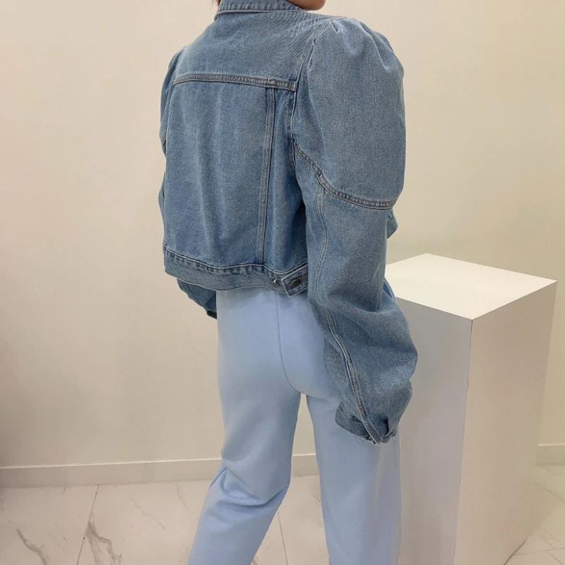 Matakawa Short Jackets Women Solid Autumn Puff Sleeve Vintage Korean Fashion Denim Chaquetas Simple Elegant Veste Femme 6 Matakawa Short Jackets Women Solid Autumn Puff Sleeve Vintage Korean Fashion Denim Chaquetas Simple Elegant Veste Femme 6