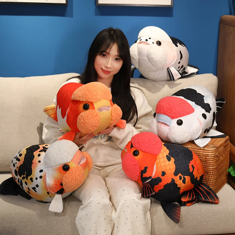 

50cm Lifelike Fish Plush Stuffed Toy Goldfish Big Head Soft Pillow for Zoo Park Souvenir Lovely Lan Shou Animal Plushie