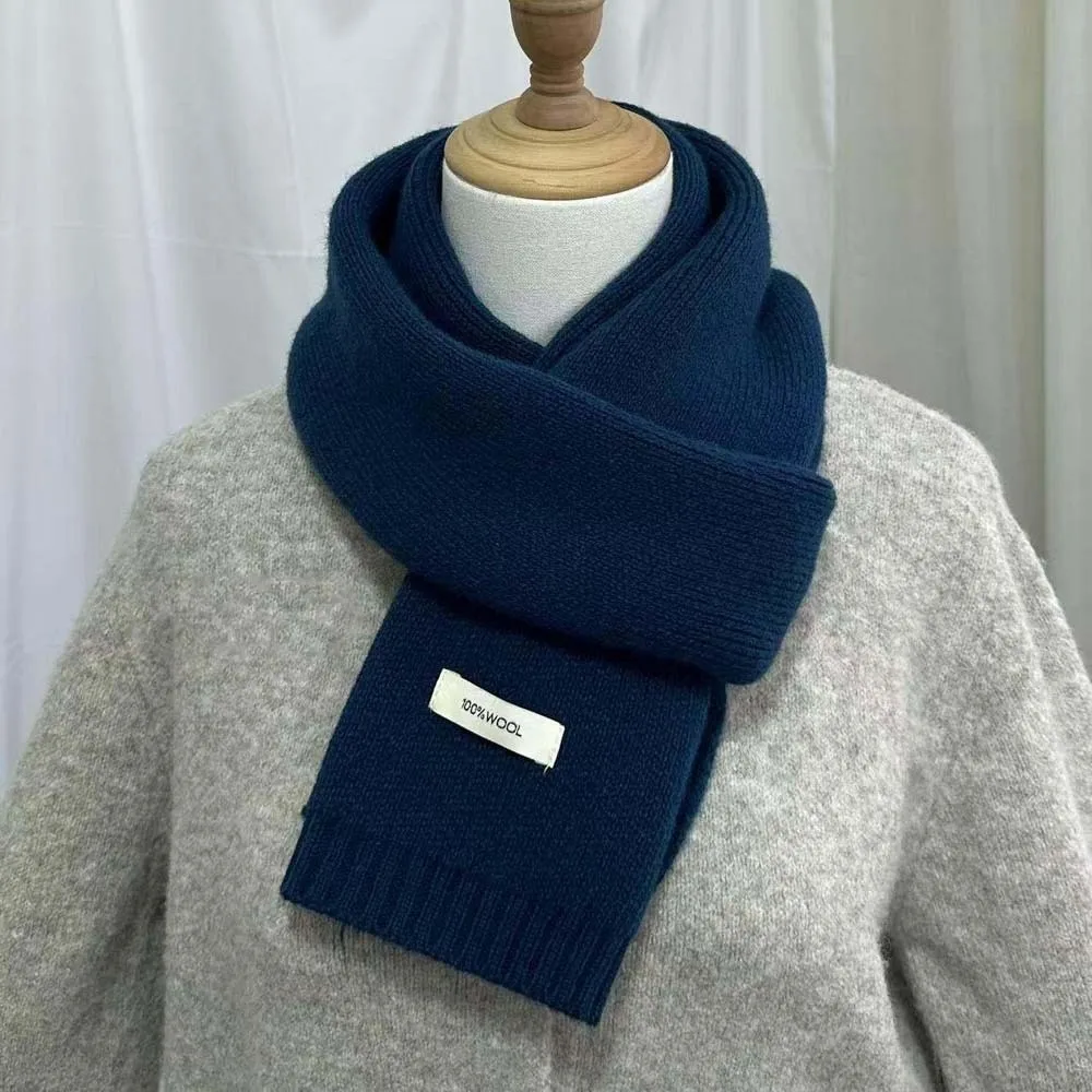Châle couleur unie tricot laine écharpe doux coupe-vent longue épaissie foulard polyvalent résistant au froid hiver plus chaud écharpe en plein air