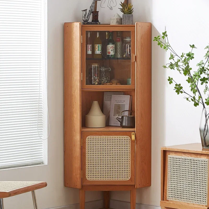 Solid Wood Triangle Cabinet Corner Storage Cabinet Living Room Corner Storage Cabinet