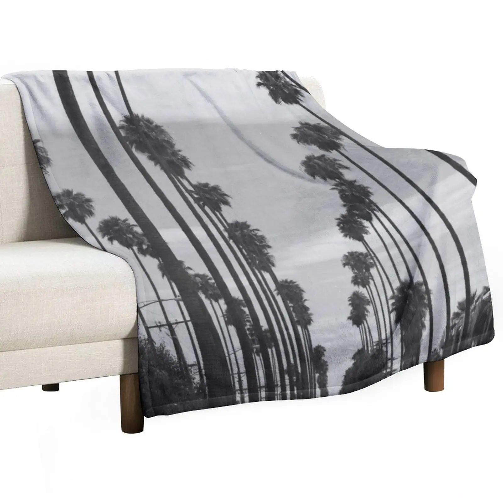 

Vintage Black & White California Palm Trees Photo Throw Blanket Thermal Moving Blankets