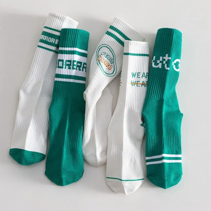 5 Pairs Men's Socks Set Casual Korean Retro Simple Verstaile Preppy Style Retro Sports Comfortable High-quality Cotton Socks