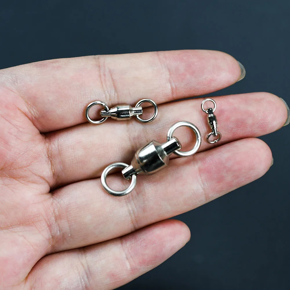 18PCS Edelstahl Angeln Rolling Swivel Stecker Lager Barrel Heavy Duty Ball Solide Ring Angelgerät Zubehör