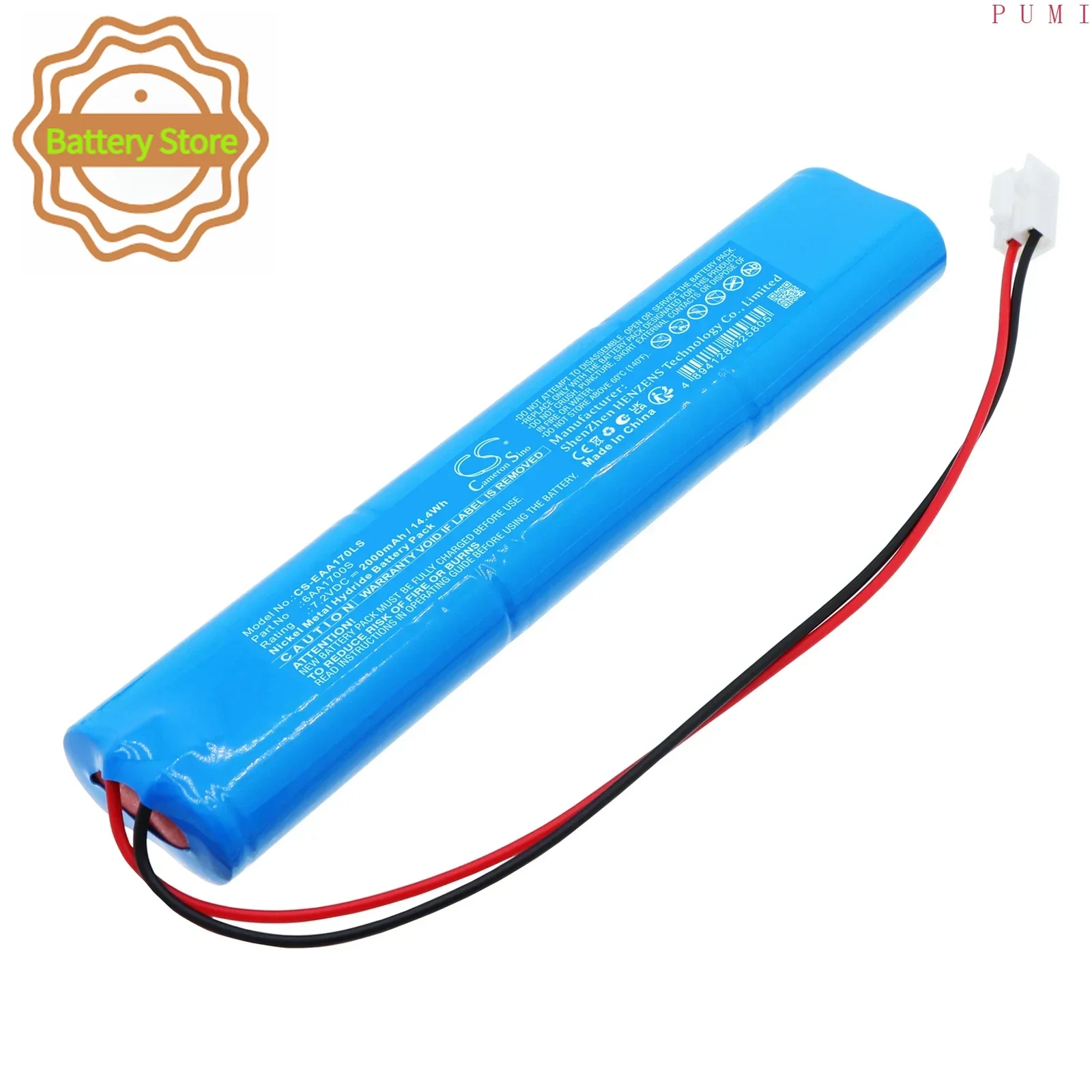 CS Replacement Battery for Emergency Lighting  PN:6AA1700S 2000mAh / 14.4Wh
