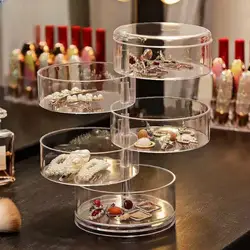 3/4/5 Layer Rotating Jewelry Storage Box Makeup Storage Rack Bracelet Earring Round Plastic Organizer Boxes Holder Display