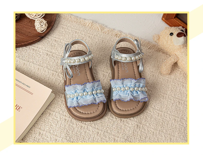 Mädchen-Sandalen Süße Gerüschte Atmungsaktive Kinder-Strandschuhe Weiche Sohle Niedliche Perlenverzierung 2026 Sommer Neue Kinder-Prinzessinnen-Schuhe Rutschfest – Detail 3