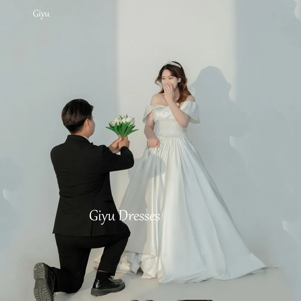 

Giyu Elegant Princess Wedding Dress Shoulderless Wrinkle Korean Photography Wedding Photography Formal Bridal Gowns Customized