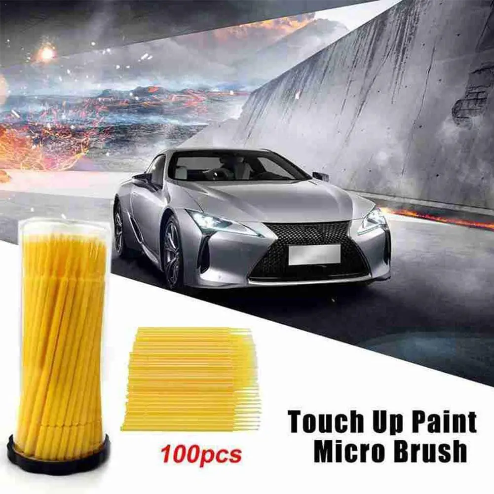 

100pcs Car Up Paint Micro Brush Large Small Tips Yellow Plastic Micro ApplicatorsCleaning Tools Applicator/bagged Auto