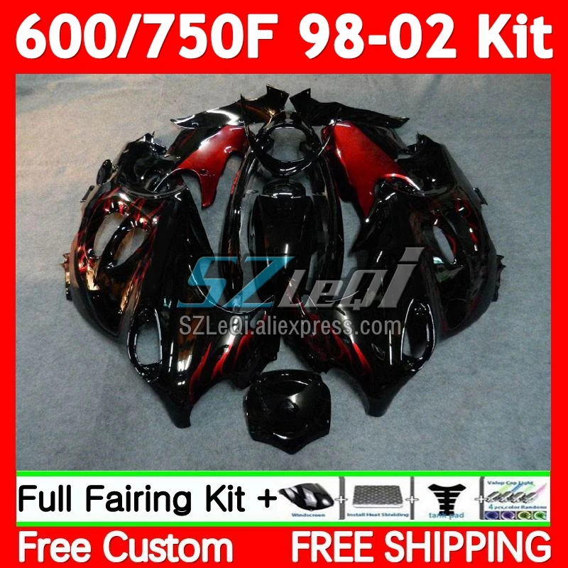 Body For SUZUKI KATANA GSXF 750 600 GSXF750 72No.12 Red flames GSX600F 98 99 00 01 02 GSXF600 1998 1999 2000 2001 2002 Fairing