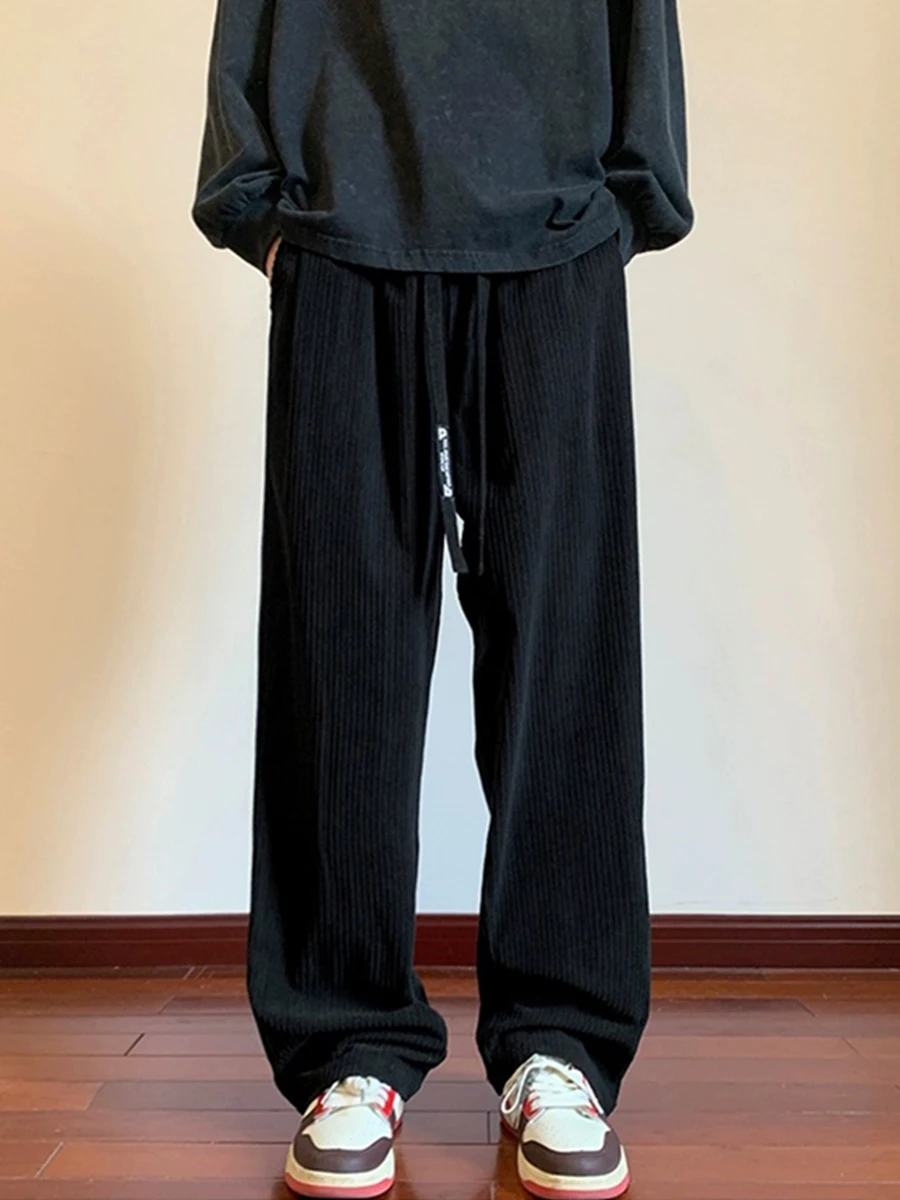 

Мужские повседневные брюки из эластичного вельвета Bla, свободные, прямого кроя, широкие штанины, в американском стиле, осенние, модные, молодежные, для отдыха