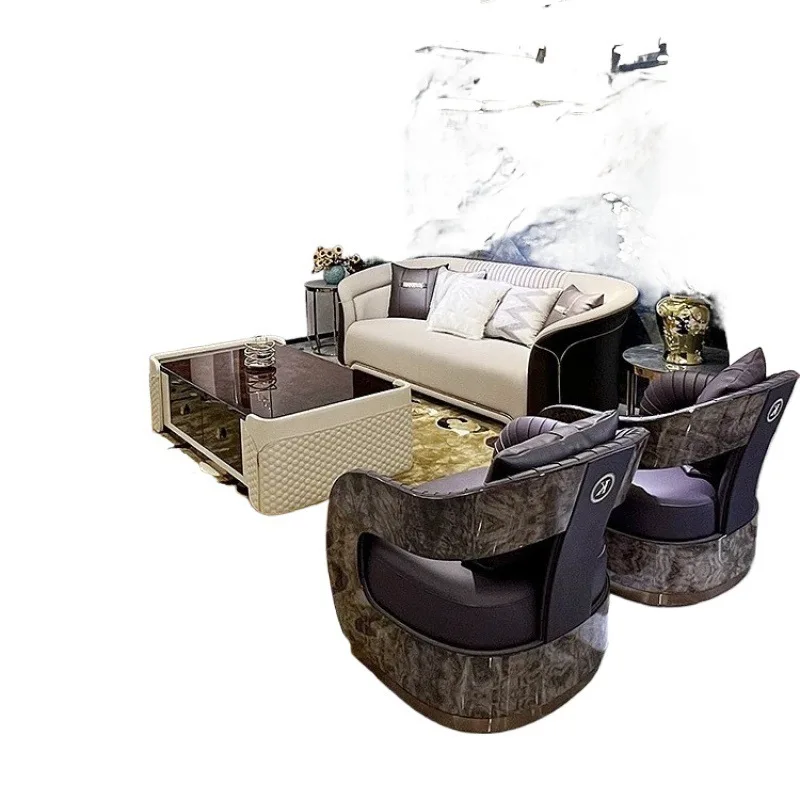 

Italian style, large flat floor, sofa, light luxury, villa, living room, simple, furniture