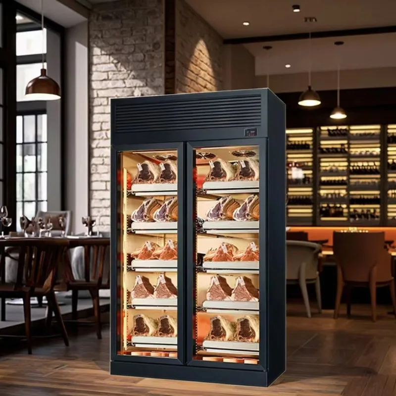 Professional Beef Meat Dry Aging Two Door Refrigerator Air Fan Cooling Adjustable Shelf for Kitchen Showcase Custom