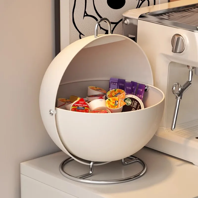 

Metal Coffee Capsule Holder Large-Capacity Beverage Bar Storage Open-Top Entryway Key Organizer Sturdy Spherical Fruit Bowl
