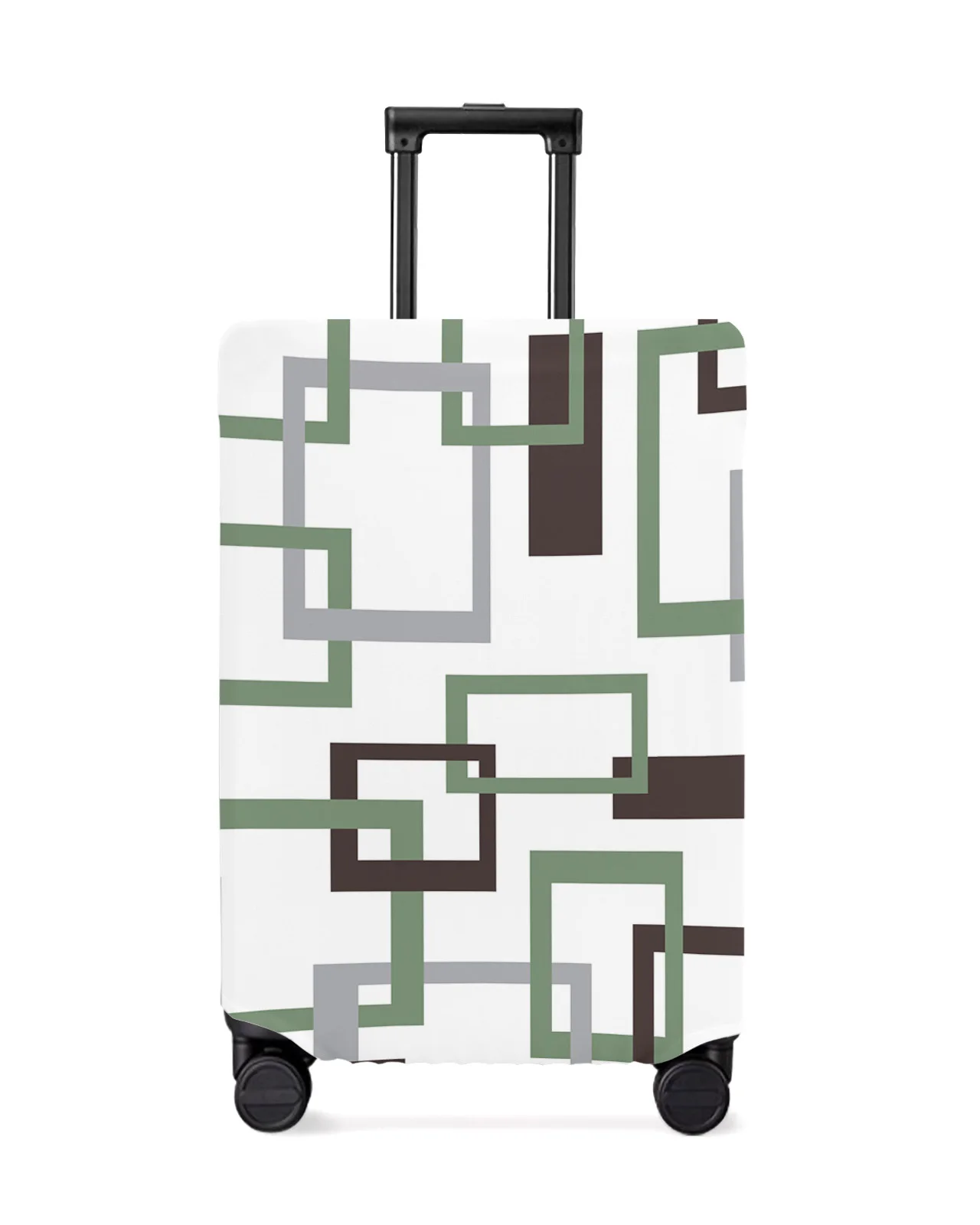 

Mid Century Modern Abstract Geometry Green White Luggage Cover Stretch Baggage Dust Cover for 18-32 Inch Travel Suitcase Case