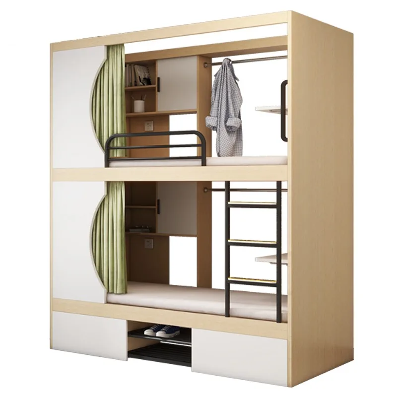 Space capsule bunk beds Youth hostel apartment bed Staff dormitory Children students Solid wood bunk beds