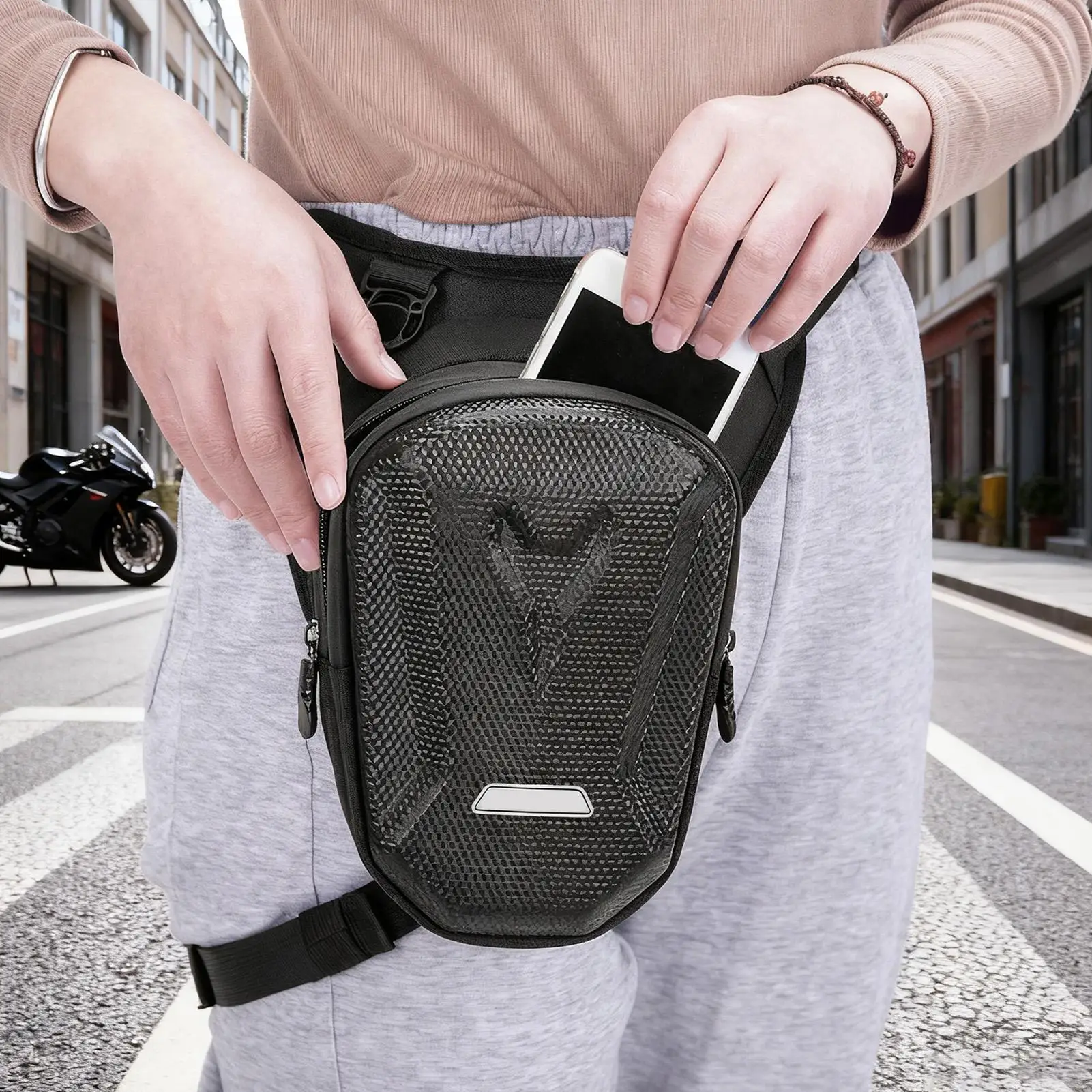 

Motorcycle Thigh Bag Adjustable Fanny Pack Motorcycle Tank Phone Thigh Bag For Cycling Hiking Travel Outdoor Bike Climbing