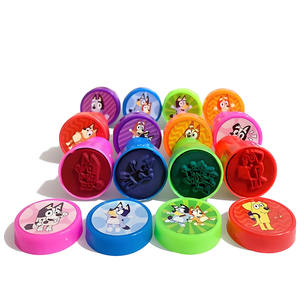 12 قطعة/المجموعة/مجموعة ألعاب البنغو الزرقاء ختم الجوارب المحظوظة الكعك أنيمي الشكل الطباعة الملونة الكرتون البريد هدية للأطفال #3