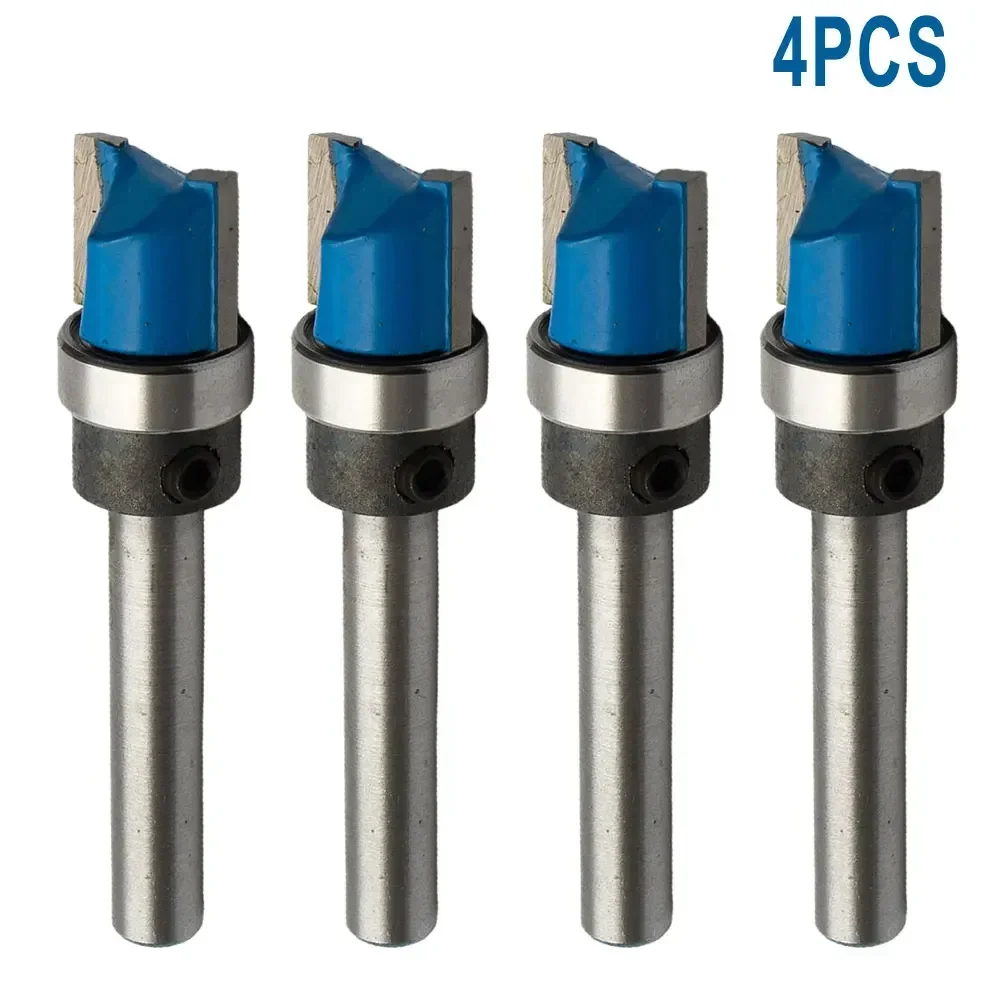 4pcs 1/4in 6mm Carbide Wood Cutter Woodworking Engraving Trimming Cutting Tools Shank Router Bit Milling Cutter Set