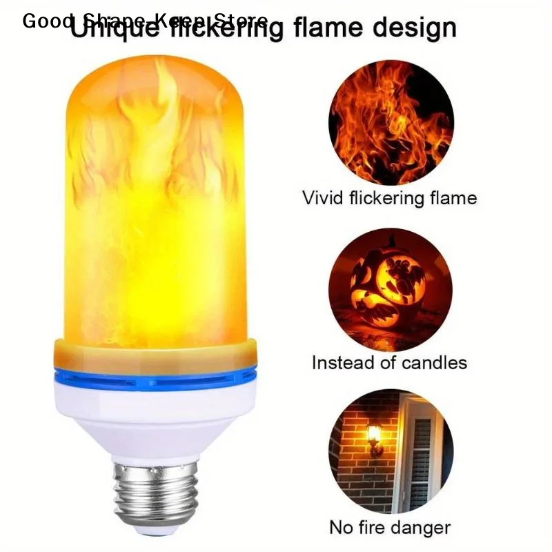 daily1Pcs 4 Modes Flickering Fire Simulation E27 LED Flame Effect Light Bulb For Party KTV Garden Home Decor Outdoor Lighting