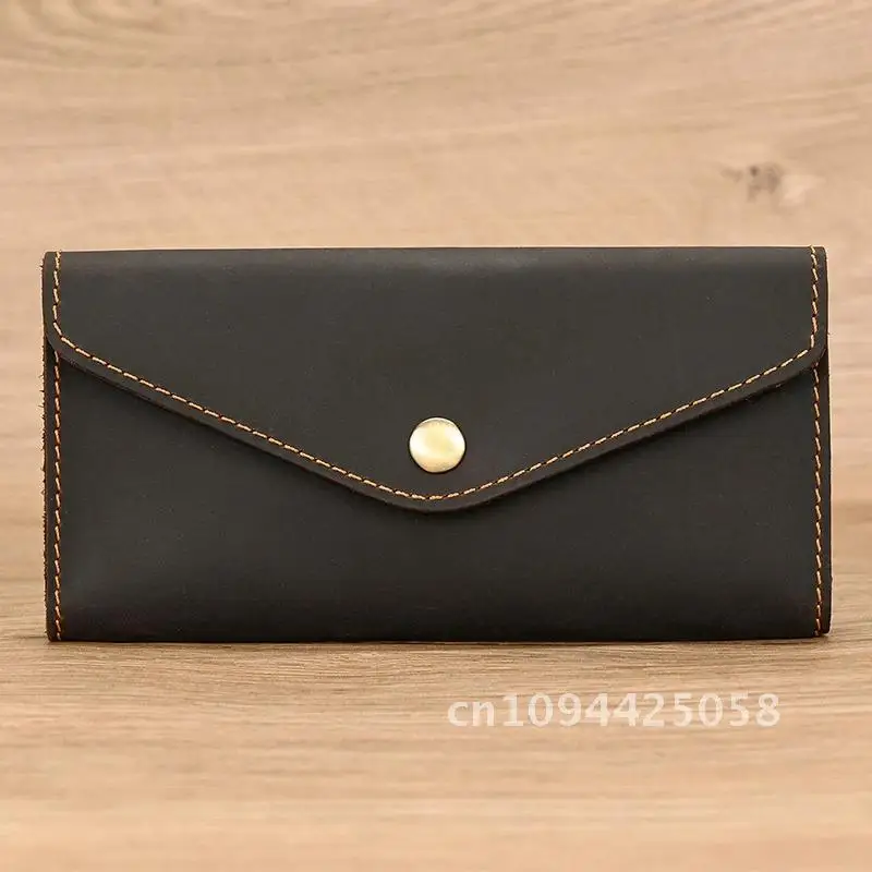 

Thin Men's Style Wallet Hasp Genuine Leather Envelope Wallet Money ID Cow Clutch Purse Leather Holder Male Bags Cards Real