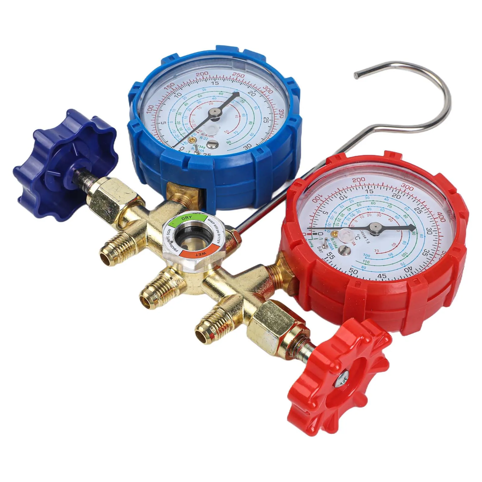 Diagnostic Manifold Gauge Set With Hoses For R410A R22 R134A AC Air Conditioning Pressure Tester Tool Kit
