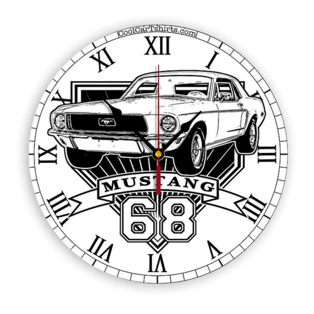 

68 Mustang Coupe Wall Clock Modern 3D for Home Office Hotel Restaurant School Decoration