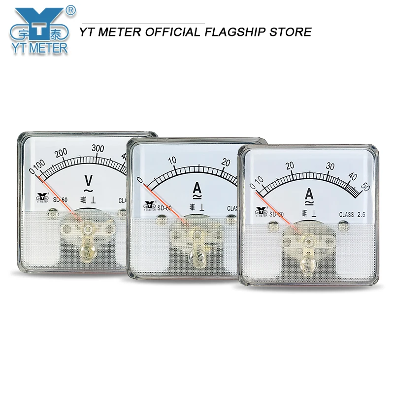 YT60 AC ammeter Voltmeter DC meter DC2A AC5A DC50V AC300V AC500V DH